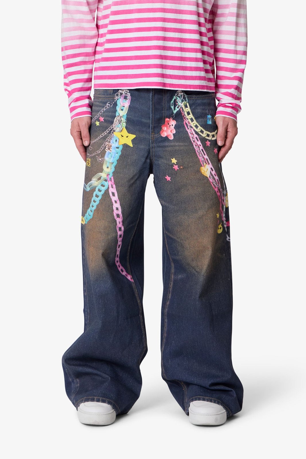 MNML Rave Chain Print Denim Jeans