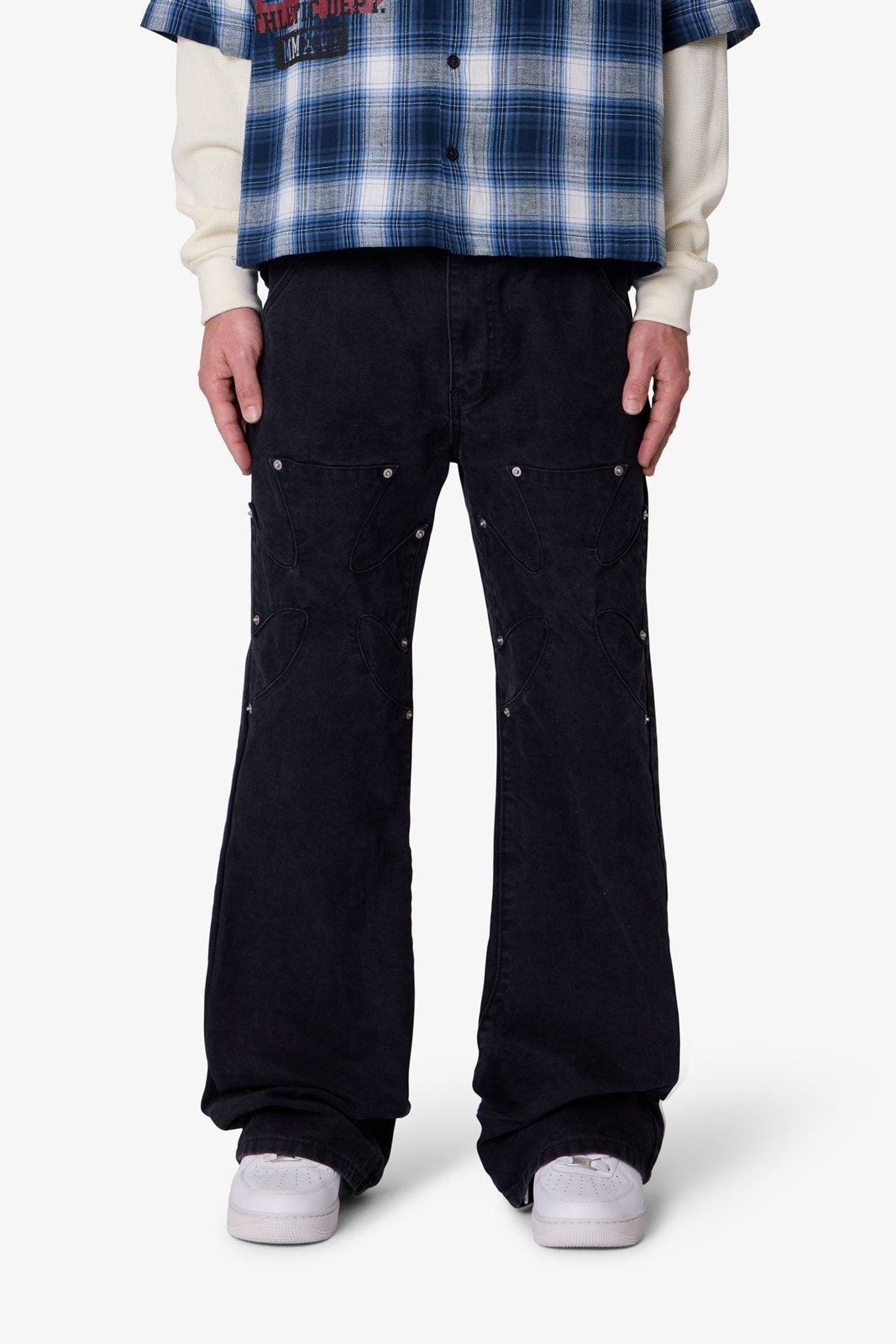 Mnml Iron Cross Baggy Flare Jeans